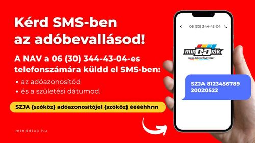 SMS-ben is kérhető a NAV-tól az adóbevallás-tervezet